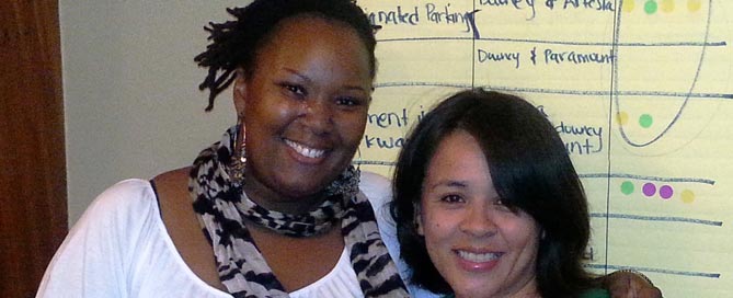 URG's Ivory Chambeshi and Jessica Medina, Participatory Budgeting Coordinator